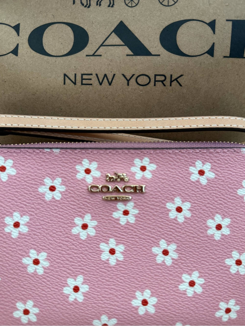 Coach Pink Wristlet with Gold Logo - Picture 7 of 10